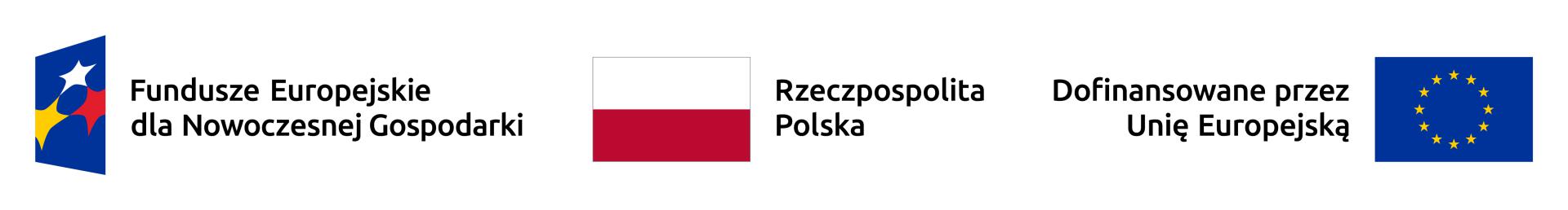 logotypy projektowe: Fundusze Europejskie dla Nowoczesnej Gospodarki, Rzeczpospolita Polska, Dofinansowane przez Unię Europejską